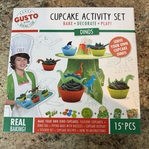 Gusto Dinos Cupcake Activity Toy Baking Set‎ 15 Pieces For Kids Play Decorate